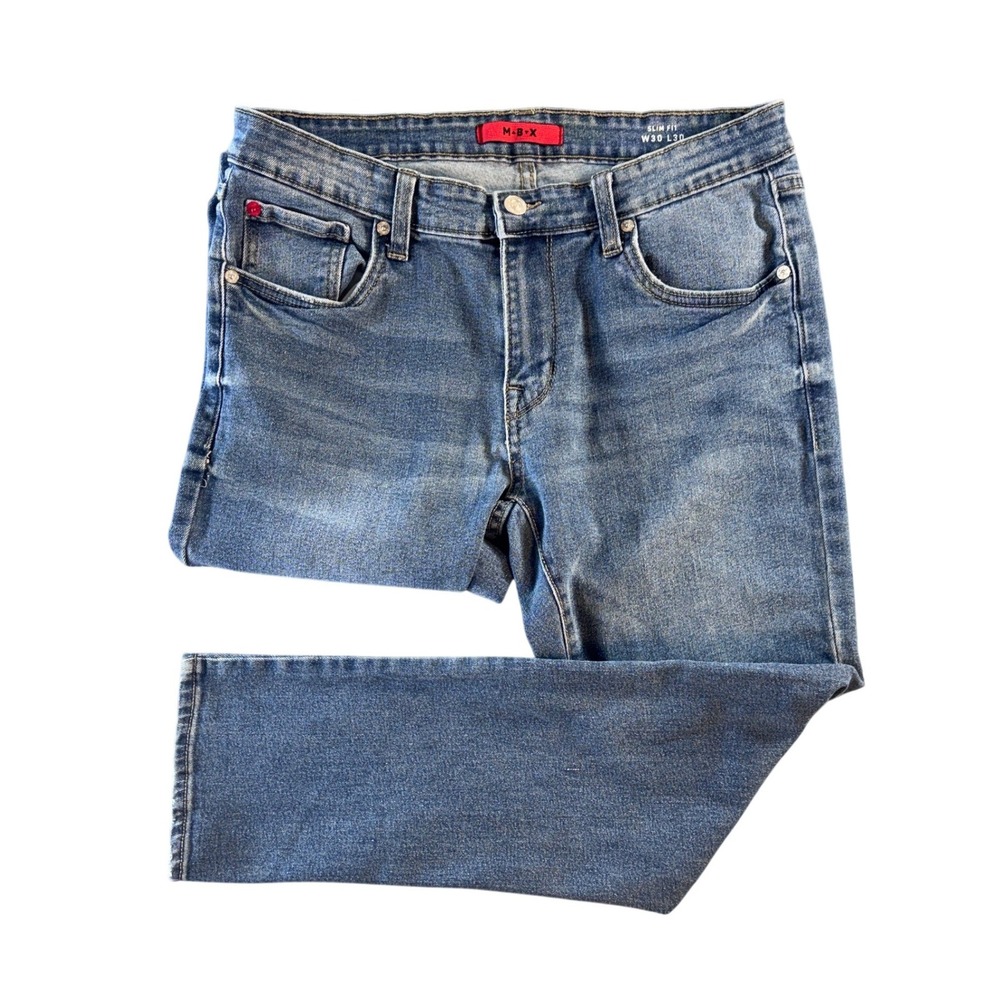 M-B-X Mens Slim Fit Jeans Medium Wash Denim W30 L30 Casual Five Pocket Pants